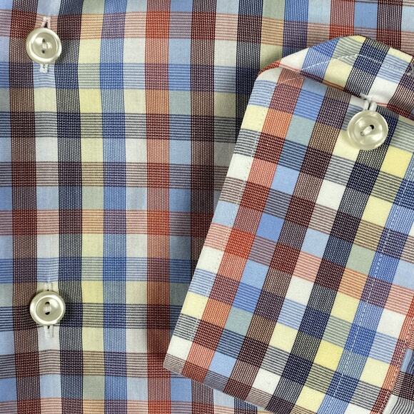 Eton Slim Fit Button Shirt Men's 15.5 39 Medium Multicolor Plaid Formal Causal - Picture 3 of 9